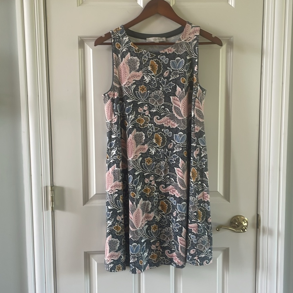 Loft floral sleeveless swing dress